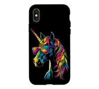 Licorne Coloré Arc-en-Ciel Cavalière Chevaux Équitation Coque pour iPhone X/XS