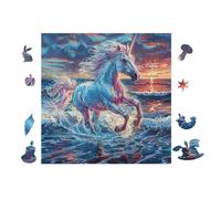 Licorne dans l'océan 100 Pièces Puzzle Personne Âgée en Carton Rigide Facile Débutant Anti-Stress Activité Manuelle Thérapie Occupationnelle Petit Prix 28x28cm