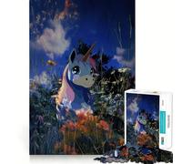 Licorne dans Un Champ de Fleurs Puzzle de 1000 pièces pour Adultes Jeu de mémoire Assemblage précis sans espaces Activité apaisante pour Une Pause mentale (38x52cm)