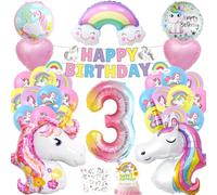 Licorne Decoration Anniversaire 3 Ans, Ballon Aluminium Licorne, Ballon Anniversaire Licorne Set, Décoration Anniversaire Fille, Fille Anniversaire Fête Décorations