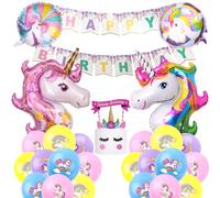 Licorne Decoration Anniversaire, Kit Anniversaire Licorne, Décorations de fête Ballons avec Énorme Licorne 3D, Ballon Licorne Anniversaire, Fournitures Fête Licorne pour Fête d'Anniversaire Filles