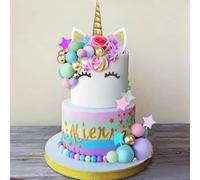 Licorne Décoration Gâteau Anniversaire Fille, 38 Pièces Licorne Cake Topper, Déco de Gâteau Licorne, Décorations de Gâteau en forme de boules, fleur, pour Enfants Fête d'anniversaire, Baby Shower