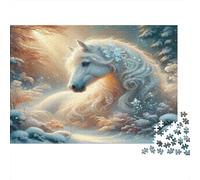 Licorne d'hiver - Jeu de 1000 pièces pour Adultes Licorne Blanche dans Une forêt enneigée - Jeu éducatif et Stimulant - 70 x 50 cm / 1000 pièces