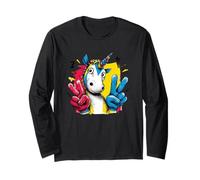Licorne Double Peace Retro Pop Character Graphic Art Sign Manche Longue