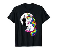 Licorne drôle Doigt d'honneur Arc en Ciel Filles T-Shirt
