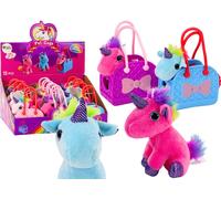 Licorne en peluche dans un sac en caoutchouc Crinière colorée 3 espèces