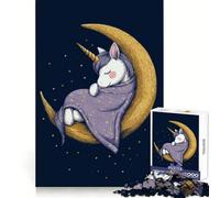 Licorne endormie sur la Lune Puzzle de 1000 pièces pour Adolescents Jeu de logique Solide Découpe précise pour Les vœux du Père Noël 50x75cm
