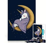 Licorne endormie sur la Lune Puzzle de 1000 pièces pour Adolescents Jeu de logique Solide Découpe précise pour Les vœux du Père Noël 50x75cm