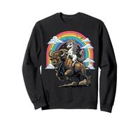Licorne équitation Buffle Arc-en-Ciel Mignon Animal Sauvage Graphique Sweatshirt