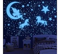 Licorne Etoiles Phosphorescentes Plafond Lune et Etoiles Lumineuses Autocollants Stickers Muraux Enfants Etoile Fluorescente pour Bébé Fille d'Enfants Chambres Plafond Décoration Muraux Salon