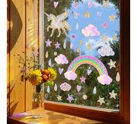 Licorne Fenêtre S'Accroche Statique Arc-en-Verre Autocollants Nuage Forme Stickers Anti Collision Oiseaux Suncatcher Sticker Fenetre pour Cuisine Salle à Manger Chambre