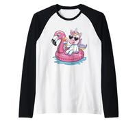 Licorne Flamant Rose Flotteur Piscine Party Ice Cream Girls Bday Squad Manche Raglan