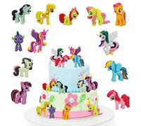 Licorne Gâteau Décoration,12 Pièces Ensemble de Mini Figurine Licorne,Figurines De Gâteau Poney,Licorne Cake Topper,Licorne Happy Birthday Cake Topper Kit pour Enfants Filles Fête d'anniversaire