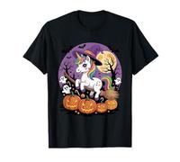Licorne Halloween - Citrouille Jack-o'-Lantern & Spooky Moon T-Shirt