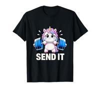 Licorne Haltérophilie Send It Cute Gym Motivation T-Shirt