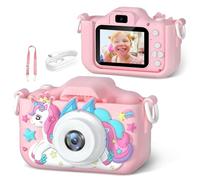 Licorne HD pour enfants - Double caméra vidéo avant et arrière - Convient pour les tout-petits de 3 à 12 ans - Cadeau de Noël, Halloween, Thanksgiving et d'anniversaire (rose)