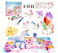 Licorne Jouet Fille Kit de Peinture avec 8 Licornes, D'artisanat à Colorier pour Enfants Loisirs Créatifs Jouet Activites Manuelles avec Tablier, Sleeve Gants, Cadeau Noël Fille 4 5 6 7 8 9 10 Ans