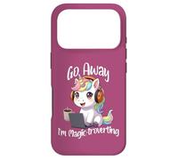 Licorne Kawaii Amusante avec Inscription « Go Away I'm Magic Troverting » Coque pour iPhone 17 Pro