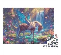 Licorne Magique Cascade forestière Paper Puzzle 1000 pièces Puzzle Adulte entraînement cérébral Décoration Murale Licorne Puzzle 38x26cm/1000pcs