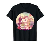 Licorne mangeant de ramen Tour de pagode Mont Fuji Ramen Lover T-Shirt