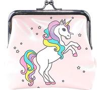Licorne Mignonne avec Pochette Étoiles Petit Portefeuille - Portefeuilles Porte-Monnaie à Verrouillage par Baiser pour Femme Fille