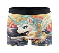 Licorne Mignonne Jouant du Piano Homme Boxer Briefs Lingerie Breathable Boxer Caleçons Mode sous-Vêtements M