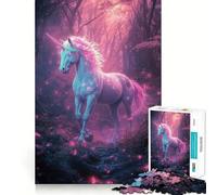 Licorne Mystique dans la forêt Puzzle de 1000 pièces pour Adolescents Jeu de logique et d'adresse Décoration Murale Amusante et Facile à découper (38x52cm)