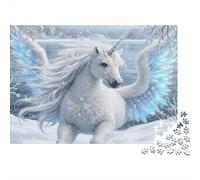 Licorne Neigée Ailée Puzzles 1000 Pièces pour Adultes Et Enfants Licorne enneigée avec des Ailes Art Jeu Éducatif Jouets Défi pour Jeux D'activités Familiales Cadeaux De Voyage 70x50cm/1000pcs