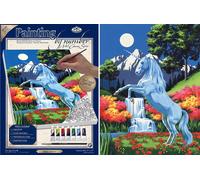 Licorne Par Clair de Lune Chute D'Eau Peinture Acrylique Numéros Boîte Toile