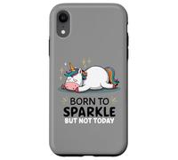 Licorne paresseuse Amusante - Fatigué - Born to Sparkle But Not Today Coque pour iPhone XR