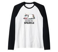 Licorne paresseuse Amusante - Fatigué - Born to Sparkle But Not Today Manche Raglan