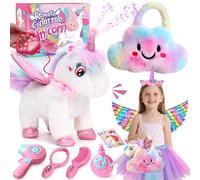 Licorne Peluche Cadeau pour Filles 3-6 Ans, Électrique Interactif Licorne Jouet Qui Marche Aboie, Ballet Vêtements & Sac a Main Peluche Unicorn Jouet Cadeaux Anniversaire pour Filles 3 4 5 6 7 8 Ans
