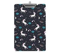 Licorne Planète Lune Taille A4 Presse-papiers Drôle Esthétique Travail Étude Lettre Standard Clip Board 12,5 × 8,5 pouces Panneau dur pour salle de classe scolaire Enfants écriture dessin