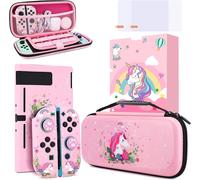 Licorne Pochette de Transport Compatible avec Nintendo Switch,Étui Rigide de Housse avec Poignée,Housse de Protection pour Nintendo Accessoire pour Licorne Cadeaux Filles(Rosa)