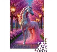 Licorne Puzzle 1000 Pièces Papier pour Adultes Forêt de Fleurs de Cerisier Féerie Concentration Détente Activité Famille Décoration Cadeau 70x50cm/1000pcs