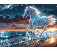 Licorne rêve des Vagues 300 Pièces Puzzle Adulte en Carton Haute Qualité Épais Faune Sauvage Difficile Moyenne Anti-Stress Décoration Murale Idée Cadeau Saint Valentin 300 PCS