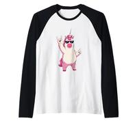 Licorne Rock on Funny Fantasy Animal Graphic Main Rose Manche Raglan