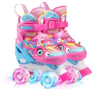 Licorne Roller Enfant Fille Patins à roulettes Ajustable avec Roues Allumées 4 Taille Réglable pour Filles Garçons Débutants Cadeau Noël d'anniversaire