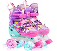 Licorne Roller Enfant Fille Patins à roulettes Ajustable avec Roues Allumées 4 Taille Réglable pour Filles Garçons Débutants Cadeau Noël d'anniversaire