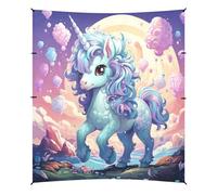 Licorne Rose De Dessin Animé Tente de Plage Abri Solaire pour Camping,Installation Facile,Portable avec Sacs de Sable pour Pêche Pique-Nique Plein Air
