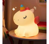 Licorne Salamandre Enfants Chambre Veilleuse Sept Couleurs et 3 Niveaux de Luminosité Arrêt Automatique, LED Rechargeable en Silicone Doux Lumière Tactile Pour Chambre à Coucher, Salon