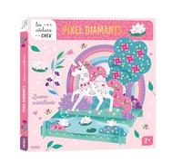 Fleurus Coffret Licorne scintillante en pixel diamants, 3 cartes prédécoupées et set d'application