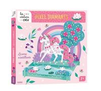 Fleurus Coffret Licorne scintillante en pixel diamants, 3 cartes prédécoupées et set d'application