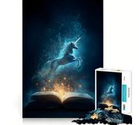 Licorne sortant d'un Livre Puzzle de 1000 pièces Jeu de Concentration Découpe Experte Artisanat Fascinant Passe-Temps captivant pour Les Moments de détente (38x26cm)