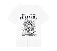 Licorne Super énervée Qui déchire ça va Chier des Paillettes T-Shirt, Femme Grandes Tailles, Blanc, 2X