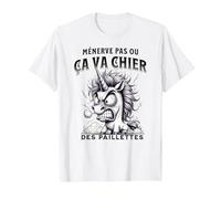 Licorne Super énervée Qui déchire ça va Chier des Paillettes T-Shirt, Homme, Blanc, M