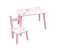 Fun House – Ensemble table & chaise enfant 713527 Licorne H41 L61 42 cm, Chaise H49,5×L31×P31,5, Rose