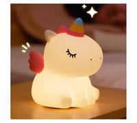 iMay Licorne Veilleuse silicone souple,Rechargeable 7 Couleurs LED 3 Niveau Luminosité Veilleuse, batterie rechargeable de 1200 mAh Licorne Filles Tactile Silicone Cadeau Nouveau-Né (Licorne animée)