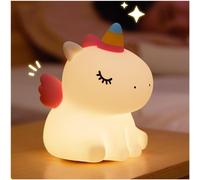 Licorne Veilleuse Silicone Souple,Rechargeable 7 Couleurs Led 3 Niveau Luminosité Veilleuse, Batterie Rechargeable De 1200 Mah Licorne Filles Tactile Silicone Cadeau Nouveau-Né (Licorne Animée)