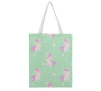 Licorne Verte Tote Bag En Toile Femme Sac À Main Grand Sac À Bandoulière Pour Voyage Shopping 38×46cm
